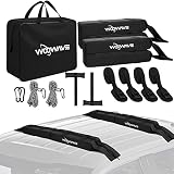 WOOWAVE Folding Kayak Soft Roof Rack Pads Universal Kayak Carrier Car Rack with 4 Tie Down Straps, 2