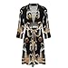 FOSKERV Mens Lightweight Bathrobe, Fashion Breathable Soft Kimono Robe with Belt for Daily, Travel, Animal Print Raccoon, Multi Functional Robes for Daily Wear, (XL)