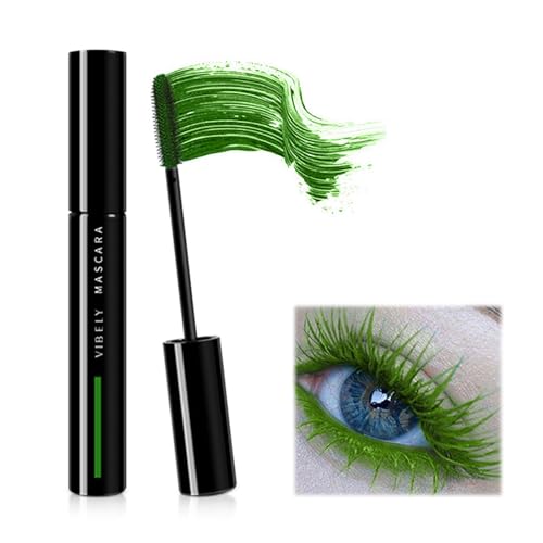 Moguri Grün Fiber Mascara, wasserfest, langlebig, nicht blühend, Wimperntusche, dick, kräuselnd, verlängernd, Volumen-Mascara, schnell trocknend, mit falschem Wimperneffekt