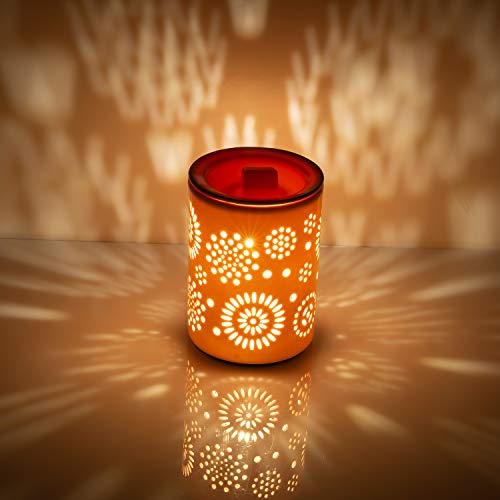 COOSA Ceramic Candle Wax Warmer, Sunflower Pattern Wax Burner,Ideal Gift for Spa and Aromatherapy - Thumbnail 2