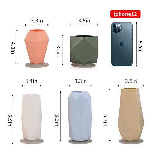 Geometric Silicone Flower Vase Set For Children Flower Arrangement, Modern Decorative Flower Vase For Home Decor, Living Room, Table, Office, Centerpieces, Perfect Little Vases Gifts, Set Of 5 #TOP2