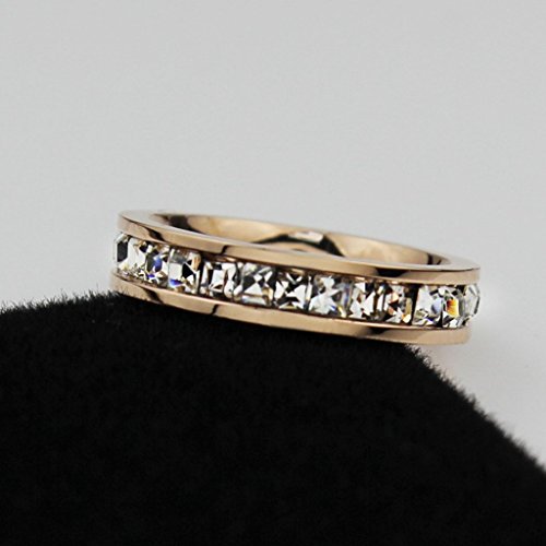 Womens Stainless Steel Rose Gold Wedding Ring Channel Set Cubic Zirconia Engagement Eternity Band For Her (5) #TOP3