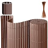Eulenke Estera de Privacidad de PVC, 90 x 300 cm Cañizo PVC con Bridas, Lamas reforzadas, Cañizo Jardin Ocultacion para balcón, Marrone