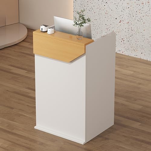 Reception Desk for Spaces with Lockable Drawer, Compact Office Counter Desk Counter Modern Front Lockable Drawers Retail Counter,Modern Reception Desk with Lockable Drawers for Retail Checko