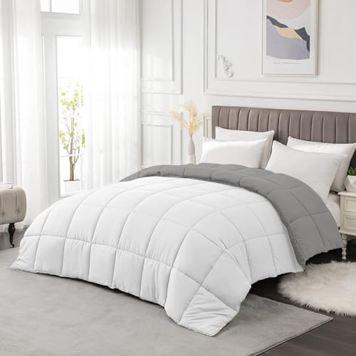 Image of Razzai All-Season Comforter 220 GSM | Super Soft Fluffy & Lightweight Comforter Double Bed Comforter (92 inch x 106 inch Inches /233cm x 269cm) - King Size Comforter |Silver /White