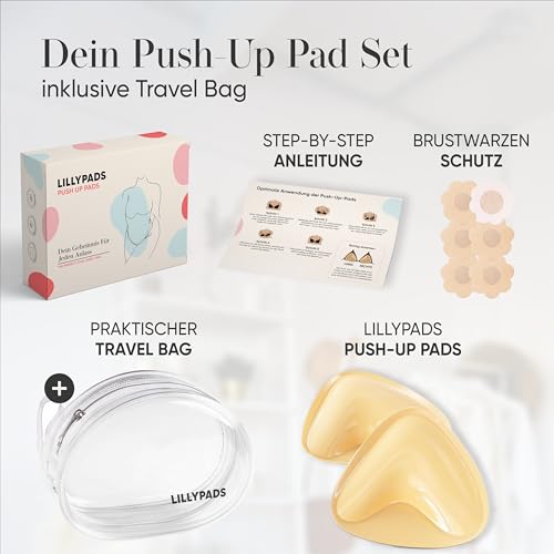 Lillypads® Push Up Pads – Selbstklebende BH Einlagen für Push-Up Effekt – Klebe BH - Wiederverwendbare BH Klebepads für große & kleine Brust – Sticky Bra Silikon Pads - Größe S