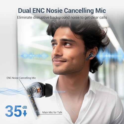 Image of EDYELL Wireless Earbuds with Wireless Charging Function, Bluetooth 5.3 Headphones Bass Stereo, in-Ear Buds with Noise Cancelling Mic LED Display, IP7 Waterproof 48H Playtime Earphones,C9
