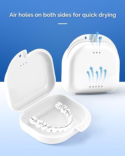 JMU Retainer Case with Vent Holes Orthodontic Storage Case Travel Box for Aligner & Mouth Guard (2 Pcs, Blue and White) - Thumbnail 2