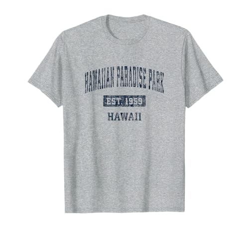 Hawaiian Paradise Park Hawaii HI Vintage Sports Design Azul marino Camiseta