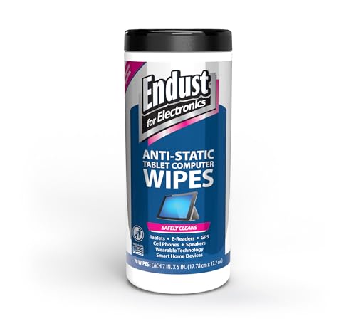 Endust For Electronics Screen Cleaner Wipes, Electronics Surface Cleaning Wipes, For Tablet, E-Reader, Computer Monitor, Laptop, Phone, TV, GPS, Pre-Moistened, Alcohol & Ammonia Free, 70 Count (12596)