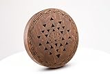 Nazar Drums Rain Disc, 8.6 Inch (22 cm) Wooden Ocean Drum, Sound Healing Instrument for Meditation, Yoga & Relaxation, Sri Yantra Design