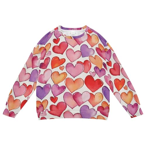 JUNZAN Cartoon Cute Love Hearts Big Girls Hoodie Sweatshirt Long Sleeve Boys Sweat Shirt Sports 4T