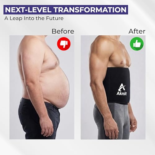 Image of Aknit Stomach Belt for Weight Loss - Adjustable Sauna Sweat Waist Trimmer for Belly Fast Burn, Core Support & Tummy Slimming for Men and Women