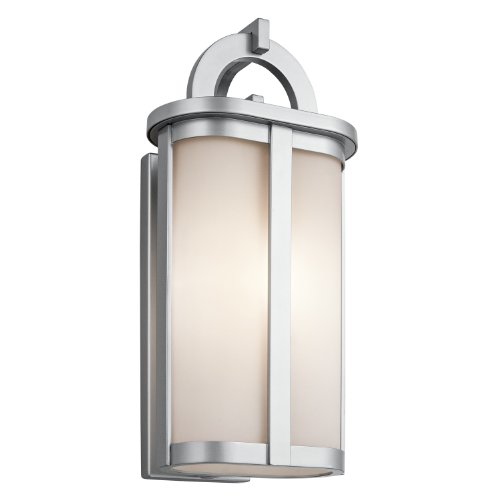 Kichler 49470PL Rivera 1LT 20IN Exterior Wall Mount, Platinum Finish with Satin Etched Cased Opal Glass
