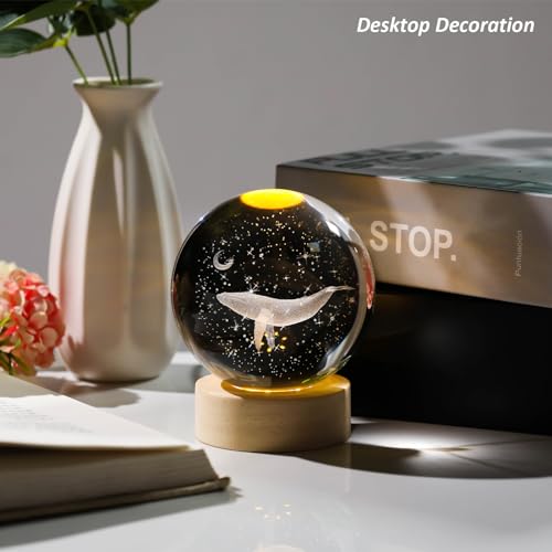 Idée déco originale boule de cristal baleine 3D pour intérieur