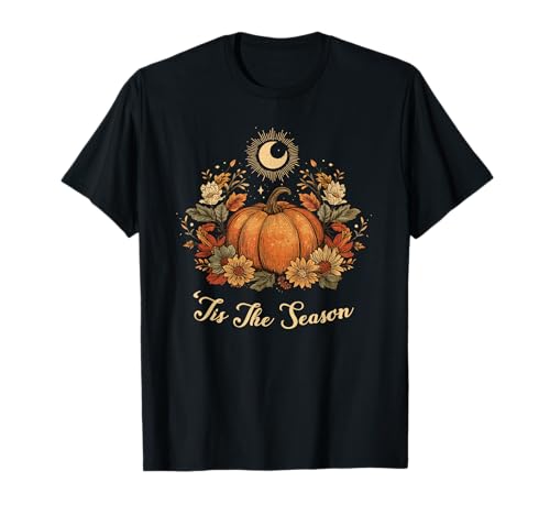 Retro Vintage Pumpkin Spice Tis The Season Equinox Moon T�V���c