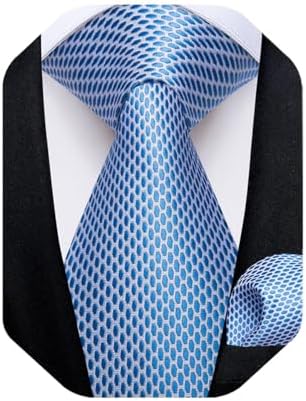 DiBanGu Mens Solid Color Tie and Pocket Square Cufflinks Set