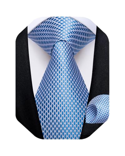 Image of DiBanGu Mens Solid Color Tie and Pocket Square Set Woven Silk Plain Necktie & Handkerchief for Men Wedding Party Formal