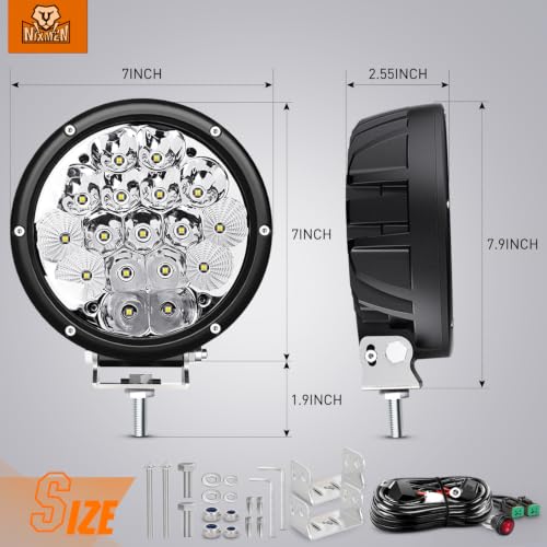 Image of Nilight 2 PCS 7 Inch Round 85 W LED Driving Light with Amber Black Covers