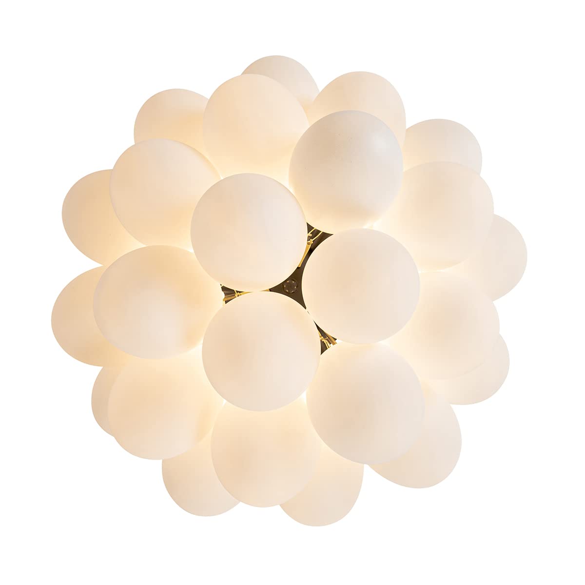 Qazqa - Design Art-Deco-Deckenleuchte I Deckenlampe I Lampe I Leuchte schwarz mit Opalglas 6-flammig - Uvas I Wohnzimmer I Schlafzimmer - Kugel I Kugelförmig - LED geeignet G9