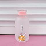 UKKO Tassen Wasserflasche Nette Weibliche Student Cartoon Muster Trend Persönlichkeit Transparente Leck-Proof Cup Stroh Trinkbecher
