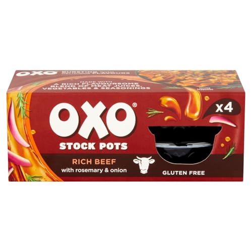 OXO Rich Beef Stock Pots with Rosemary & Onion – Made with Real Meat Juices, Deep Flavour, Ideal for Roasts, Stews, Casseroles & Holiday Cooking, 4 x 20 g (80 g Total)
