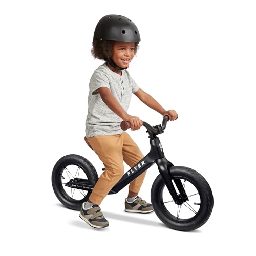 Radio Flyer Ultra Lite Balance Bike, Black, for Kids Ages 1.5-5, Pedal Free for Quick Learning, Lightweight Frame, Rubber Air Tires, Tool-Free Adjustable Seat, Footrest, Kid & Toddler Balance Bikes by Radio Flyer - Used condition - US$88.01