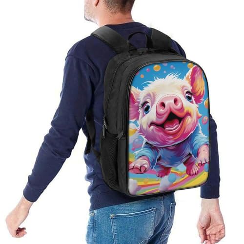 Mochila infantil de cerdito 40x28x16cm con capa plegable para colegio 5