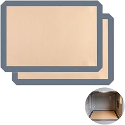 Lot de 2 Tapis de Cuisson Silicone 42x29.5cm Gris, Feuille de Cuisson Réutilisable Antiadhésive pour Four et Pâtisserie, Alternative au Papier Sulfurisé, Idéal pour Macarons, Biscuits et Pain