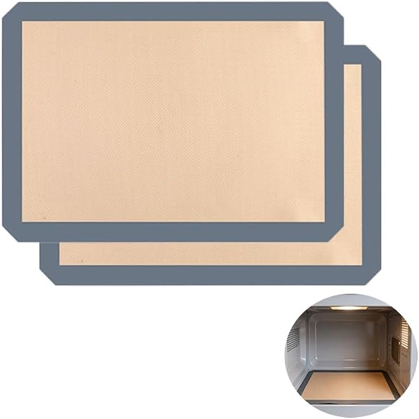Lot de 2 Tapis de Cuisson Silicone 42x29.5cm Gris, Feuille de Cuisson Réutilisable Antiadhésive pour Four et Pâtisserie, Alternative au Papier Sulfurisé, Idéal pour Macarons, Biscuits et Pain - 1