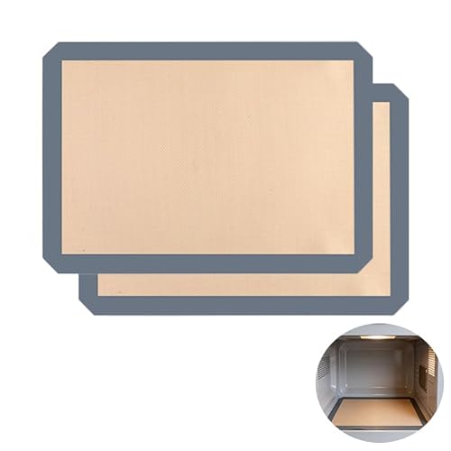 Lot de 2 Tapis de Cuisson Silicone 42x29.5cm Gris, Feuille de Cuisson Réutilisable Antiadhésive pour Four et Pâtisserie, Alternative au Papier Sulfurisé, Idéal pour Macarons, Biscuits et Pain