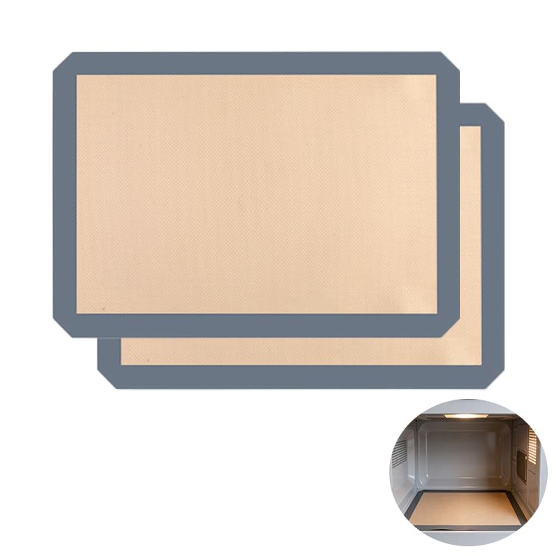 Lot de 2 Tapis de Cuisson Silicone 42x29.5cm Gris, Feuille de Cuisson Réutilisable Antiadhésive pour Four et Pâtisserie, Alternative au Papier Sulfurisé, Idéal pour Macarons, Biscuits et Pain