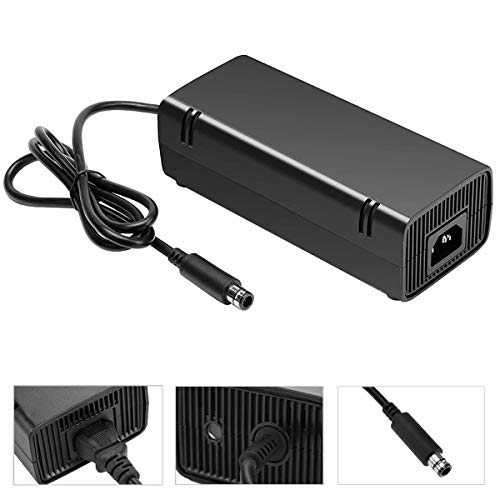Uowlbear Xbox 360 E Power Supply, Ac Adapter Power Brick With Power Cord For Xbox 360 E Console 100-240V Auto Voltage Low Noise Version -Built In Silent Fan #TOP3