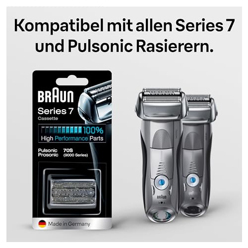 Braun Series 7 Elektrorasierer Scherkopf 70S – ORIGINAL Ersatzscherteil und Rasierer Zubehör vom Hersteller – Made in Germany, Kompatibel mit Braun Series 7 Rasierern – Silber, 1er Pack