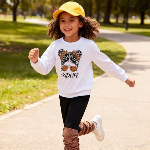 Image of OLMRJKD Kids Toddler Girls Clothes Figure Graphic Drop Shoulder Top Pullover Spotted Print Pants Fall Winter Outfit Set