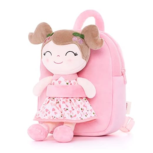 Gloveleya Kids Backpack Toddler Backpack Plush Backpack with Soft Doll Cherry Girl Pink 9 Inches New…