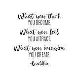 Vinyl Wall Art Decal - What You Think You Become. What You Feel You Attract - Buddha - 23' x 22' - Inspirational Self Esteem Quote Sticker for Bedroom Living Room Closet School Office Store Decor
