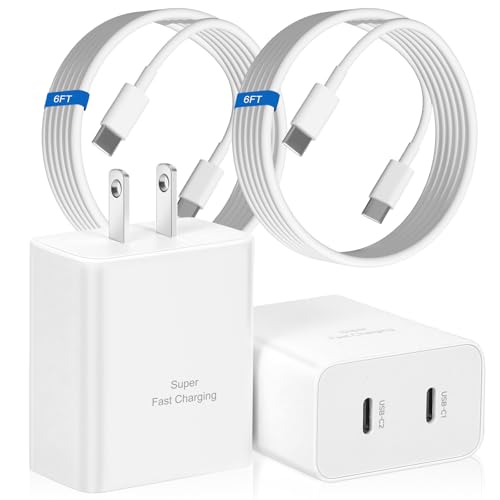 Samsung Super Fast Charger,45W Dual Port USB C Fast Charger Block 2Pack & 6FT USB C Cable - 3.0 Quick Type C Charger Wall Block for Samsung Galaxy S25 Ultra/S25+/S24Ultra/S24/S23/S22/S20/S21+/Google