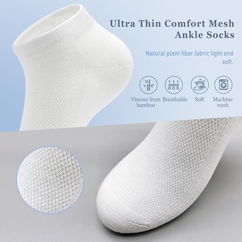 SERISIMPLE Ultra-Thin Comfort Viscose Bamboo Mesh Ankle Socks for Women -Breathable Lightweight Low-Cut Socks 5 Pairs3