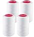 4 Pack of 6000 (24,000 Total) Yard Spools White Sewing Thread All Purpose 100% Spun Polyester Overlock Cone
