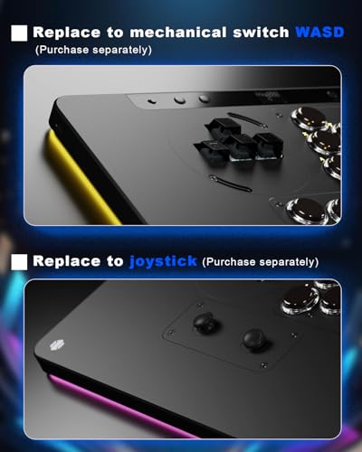 Image of Haute42 Leverless Controller for Arcade Gaming: X1 Low Profile - Three Removable Modules - Extra Large Form Factor - Ambient Backlight - Tournament Lock Switch Controller for PC /PS4 /PS3 /Switch /Xbox
