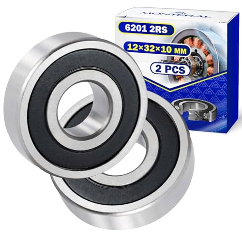 2 Piezas Rodamientos de Bolas 6201 2RS para el Motor con Tamaño 12x32x10 mm - MONTERAL