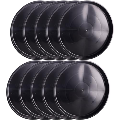 Tulpeed 10 Pack Plant Saucer 20 Inches Plant Trays for Pots Plastic Round Drip Trays Flower Pot Saucers Black Planter Water Tray Plant Drainage Tray Black