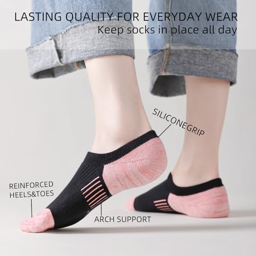 Image of EPEIUS Thick No Show Socks for Women Athletic Ankle Socks Cushioned Running Low Cut Non Slip Footies 3 /6 Pairs