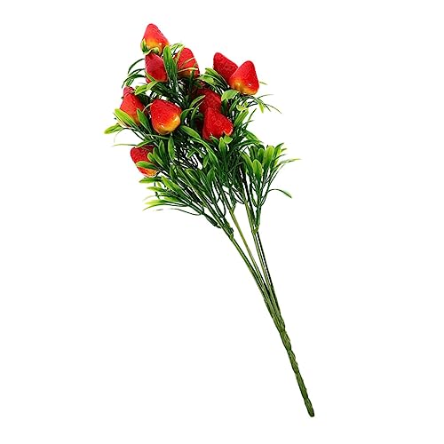 Artificial Strawberry Plants - Lifelike Fake Strawberry Stem Decor for Home Party and Garden - PVC Faux Fruit Bouquet