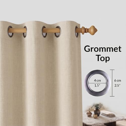 Image of LINENWALAS Natural Cotton Linen Semi Sheer Curtains for Bedroom, Living Room, Kitchen, 5 Feet Window Curtain, Pack-1 Pcs Boho Curtain with Eyelet Rings, Light Filtering (Pack of 1 Pcs, Natural)