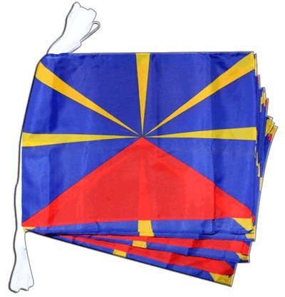 Guirlande de drapeaux France Réunion Digni de 8,9 m en tissu pour décoration murale