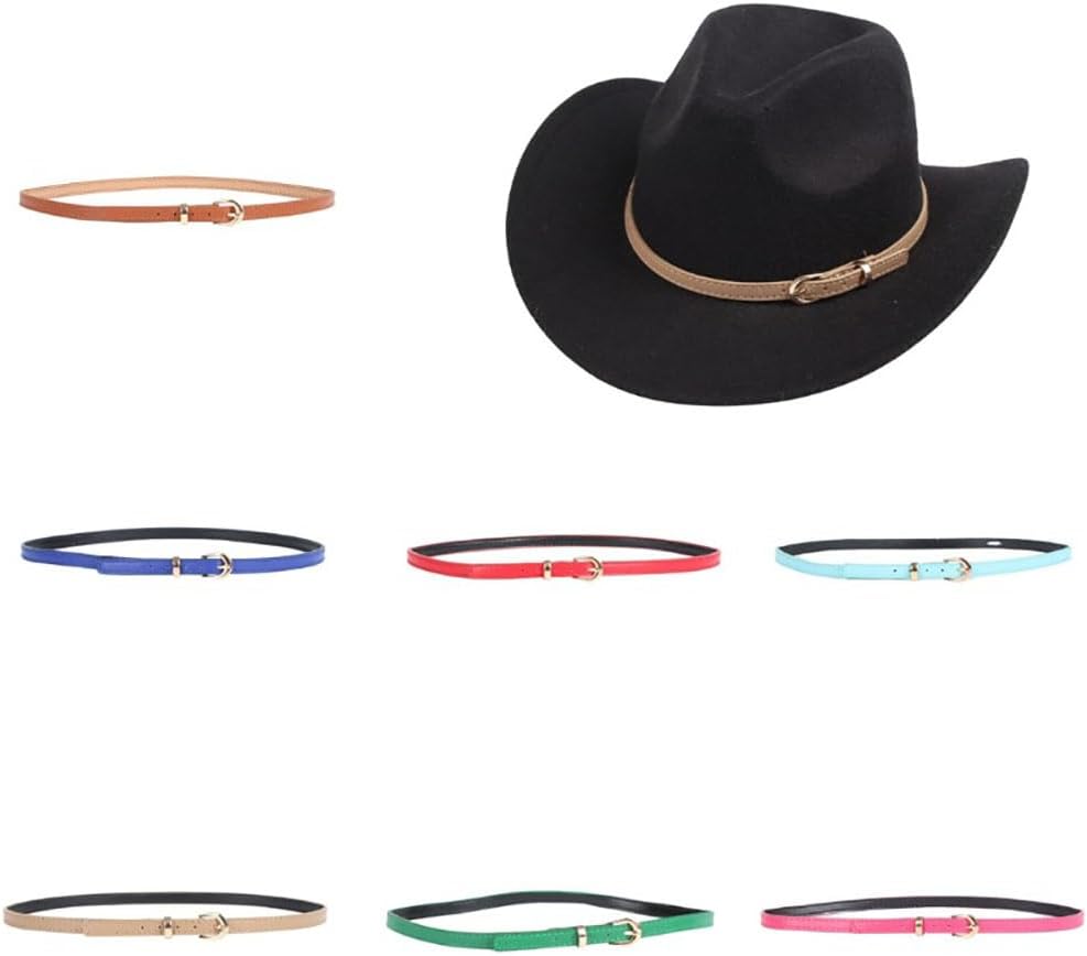 7 Pcs PU Leather Hat Band for Cowboy Hat Adjustable Hatband Cowgirl Fedora Panama Strap Belt