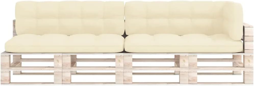 vidaXL Outdoor Pallet Cushions 5 pcs Set, Comfortable Hollow Fiber Filling, Cream Fabric, Durable Polyester Material, Lightweight Design for Easy Handling and Re-Arrangement.