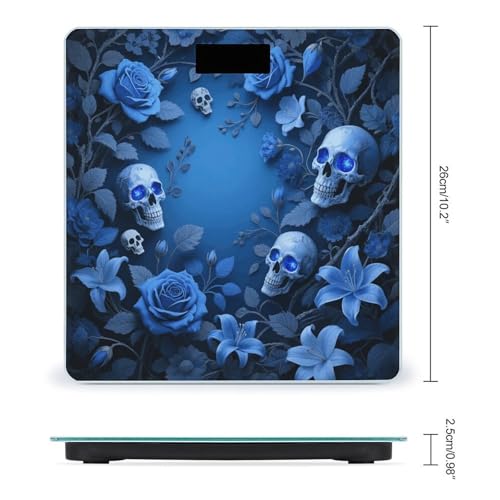Báscula digital de baño con diseño Flowers Skull y vidrio templado miniatura 2
